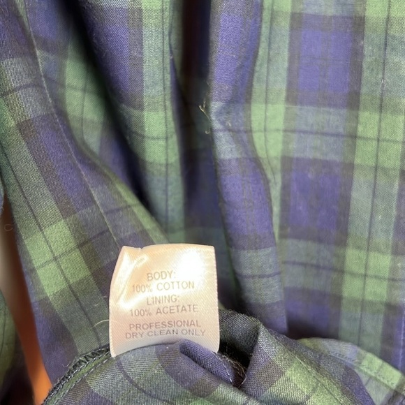 Petersyn Sasha Plaid Blouse Western Prairie XS Navy Green Puff Sleeve - Picture 9 of 9
